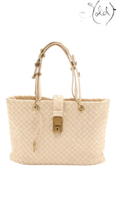 Bottega Veneta Nappa Intrecciato Small Capri Tote Beige Dusty Pink Late 2010s | Sold Attire, Authenticated Pre - Owned | Sold Attire