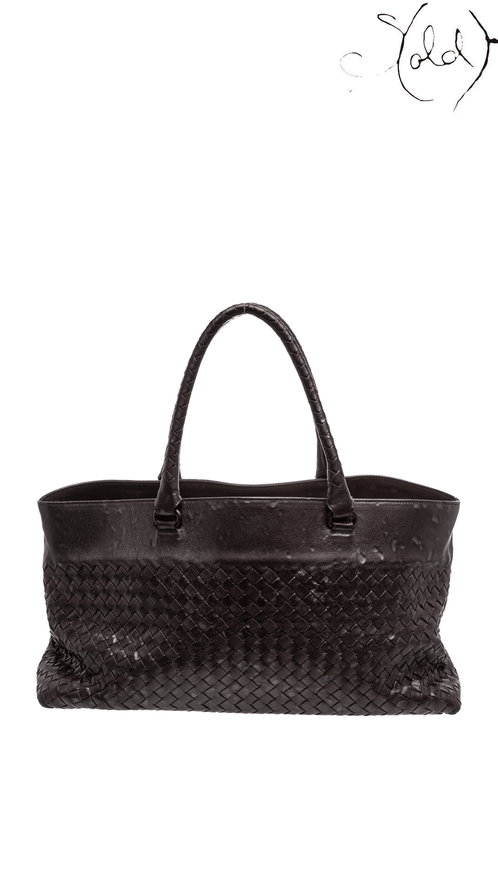 Rear view of Bottega Veneta brown Intrecciato Cabat Large tote with intentional textured leather and woven body