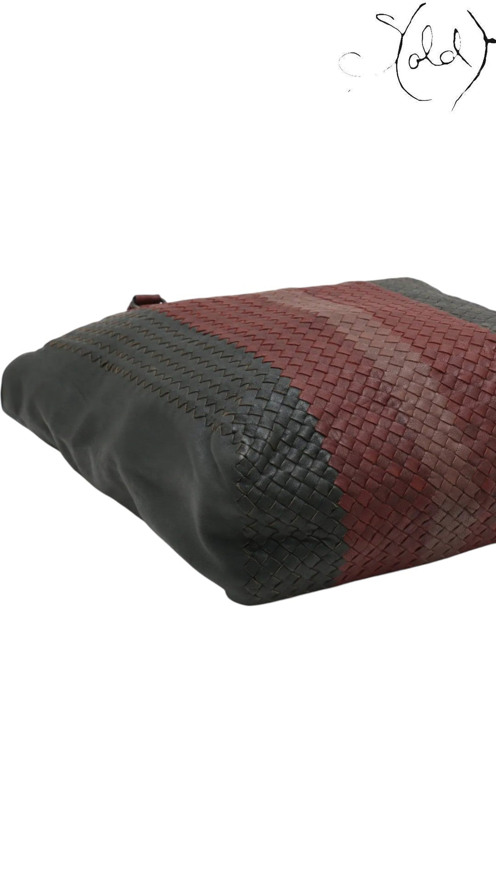 Bottega Veneta Intrecciato Colorblock Tote Burgundy Green, Detail view | Sold Attire