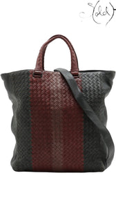 Bottega Veneta Intrecciato Colorblock Tote Burgundy Green, Authenticated Pre-Owned | Sold Attire