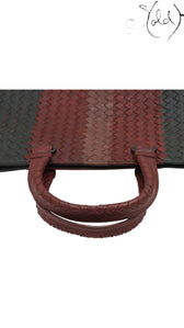 Bottega Veneta Intrecciato Colorblock Tote Burgundy Green, Hardware detail | Sold Attire