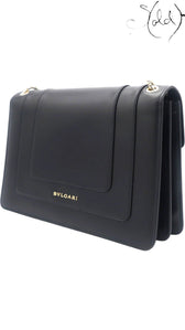 Bulgari Serpenti Forever Medium Flap Shoulder Bag Black Leather, Side view | Sold Attire