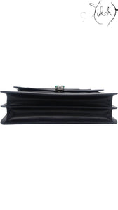 Bulgari Serpenti Forever Medium Flap Shoulder Bag Black Leather, Strap detail | Sold Attire