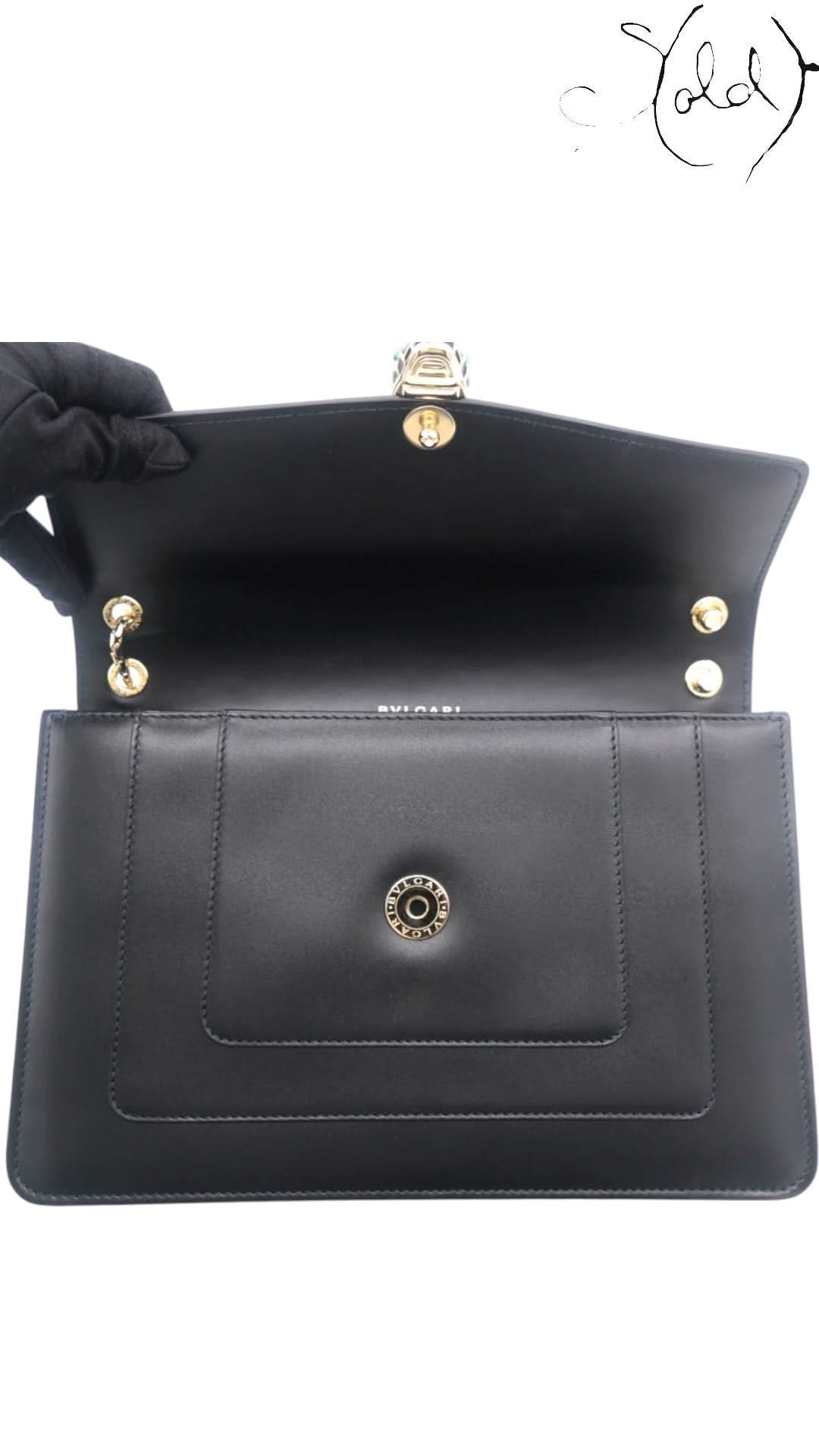 Bulgari Shoulder Bag Bulgari Serpenti Forever Medium Flap Shoulder Bag Black Leather | Sold Attire