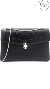 Bulgari Serpenti Forever Medium Flap Shoulder Bag Black Leather, Authenticated Pre-Owned | Sold Attire