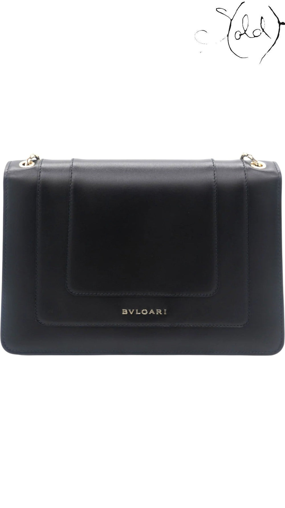 Bulgari Serpenti Forever Medium Flap Shoulder Bag Black Leather, Base view | Sold Attire