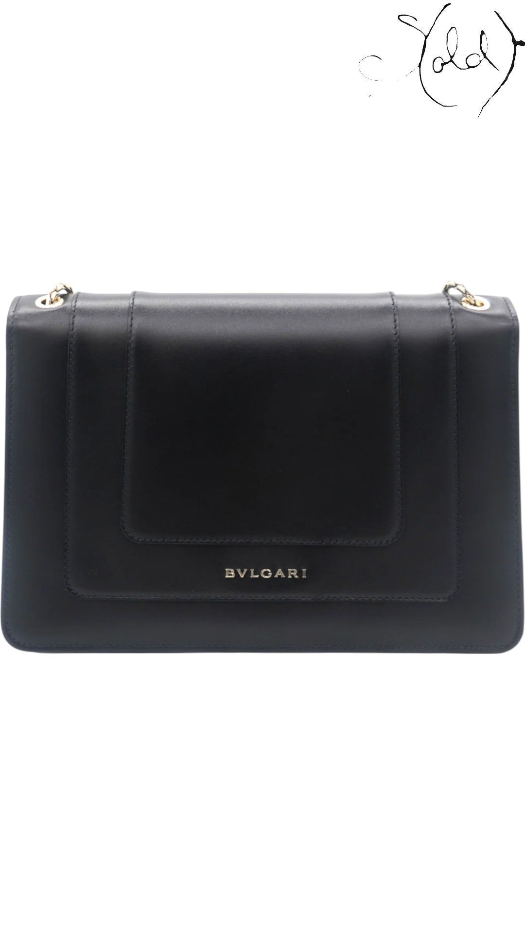 Bulgari Serpenti Forever Medium Flap Shoulder Bag Black Leather, Base view | Sold Attire
