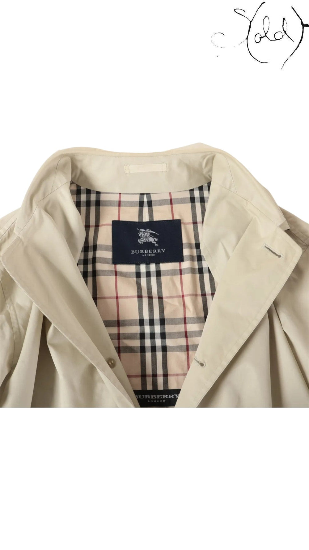 Burberry London Cotton Balmacaan Coat Size S Beige Made in Japan, Detail view | Sold Attire