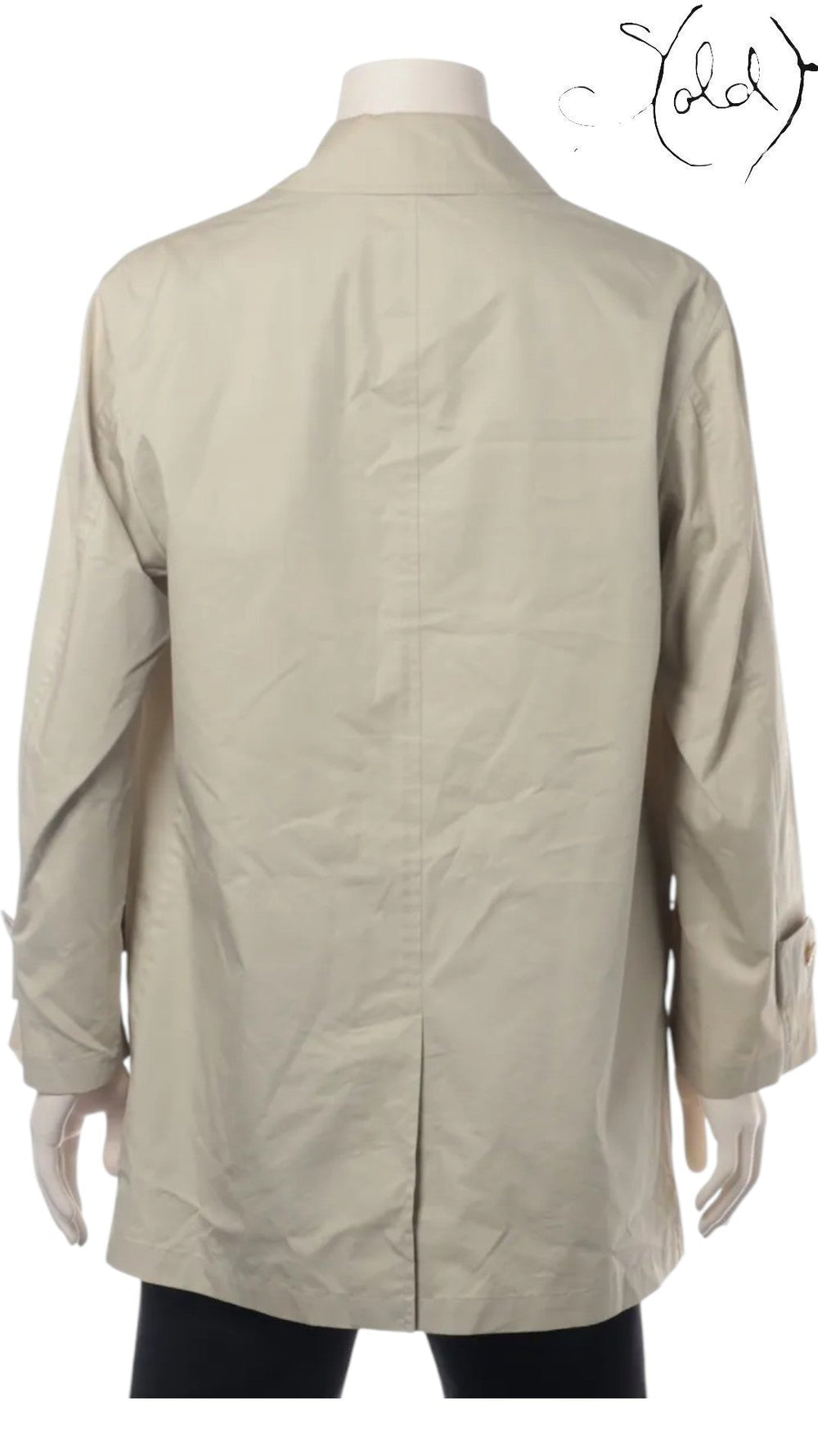 Burberry London Cotton Balmacaan Coat Size S Beige Made in Japan, Back view | Sold Attire