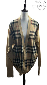 Burberry Lambswool Check Cardigan, Back view | Sold Attire