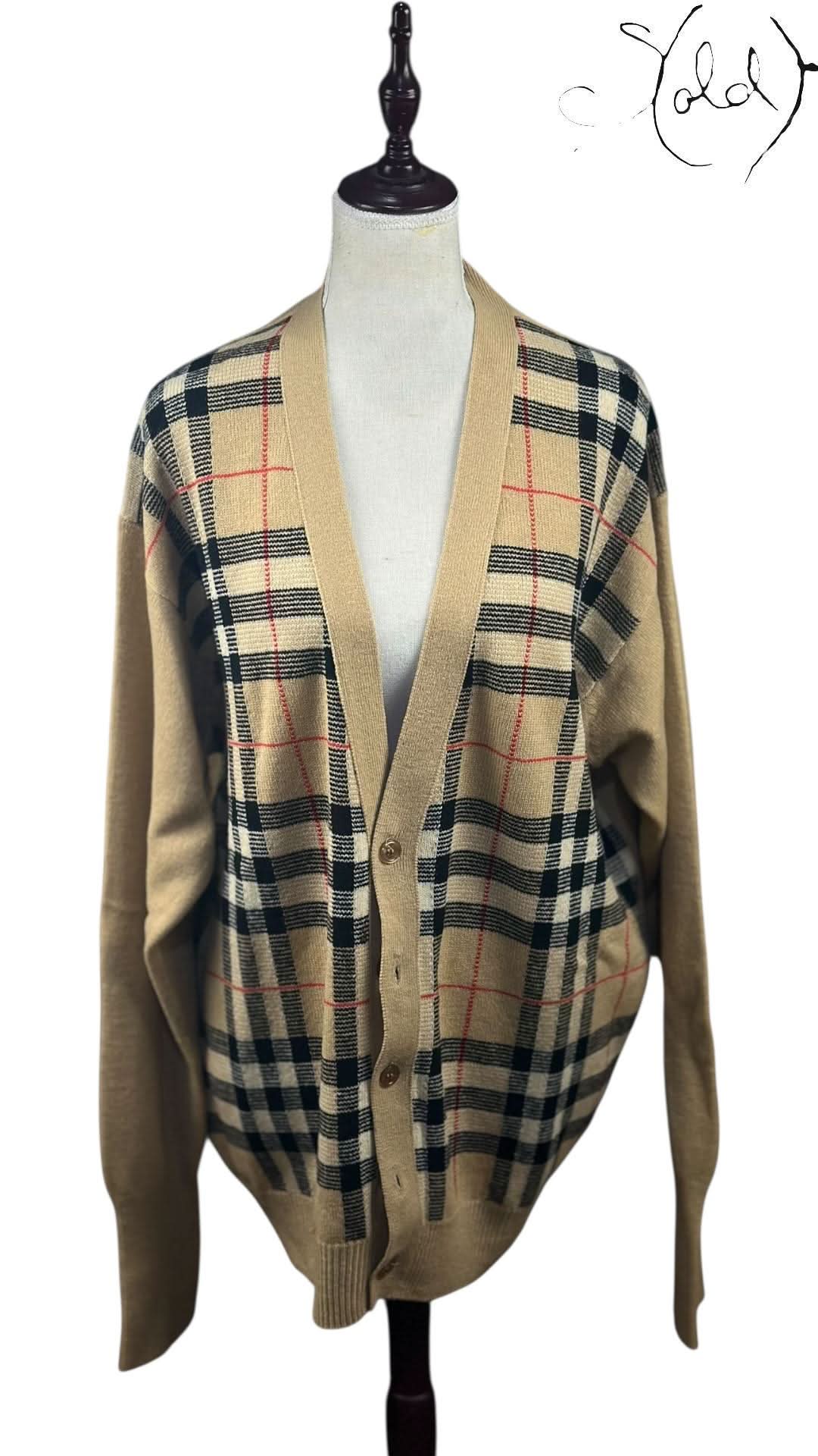 Burberry Lambswool Check Cardigan | Sold Attire - Sold Attire
