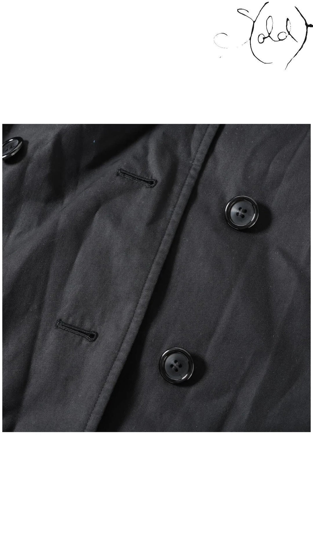 Burberrys Vintage Black Cotton Trench Coat 9AR, Interior view | Sold Attire