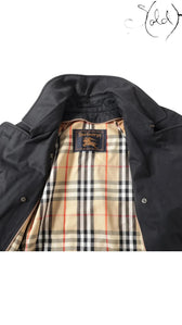 Burberrys Vintage Black Cotton Trench Coat 9AR, Detail view | Sold Attire