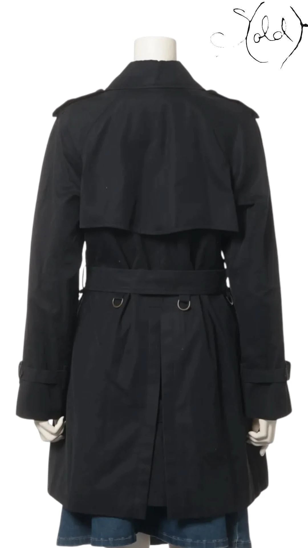 Burberry Trenchcoats Burberrys Vintage Black Cotton Trench Coat 9AR | Sold Attire