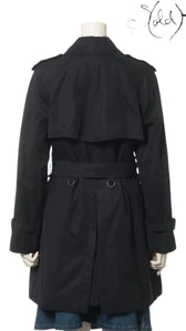 Burberrys Vintage Black Cotton Trench Coat 9AR, Back view | Sold Attire