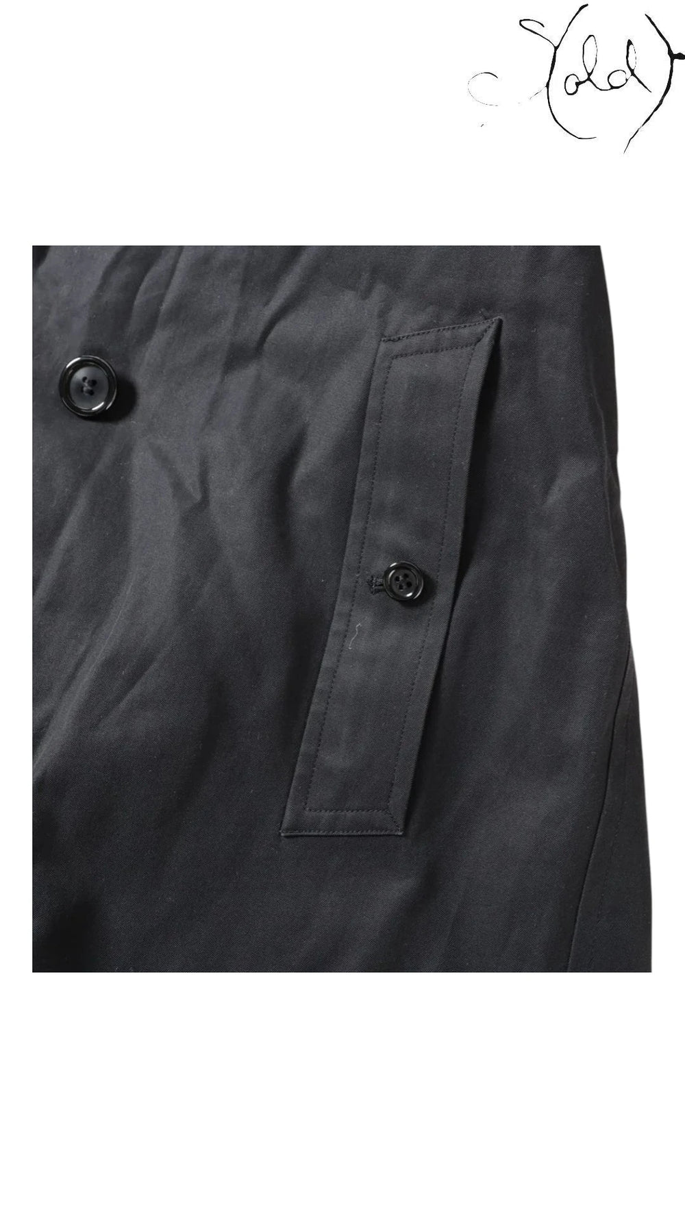 Burberrys Vintage Black Cotton Trench Coat 9AR, Close-up | Sold Attire