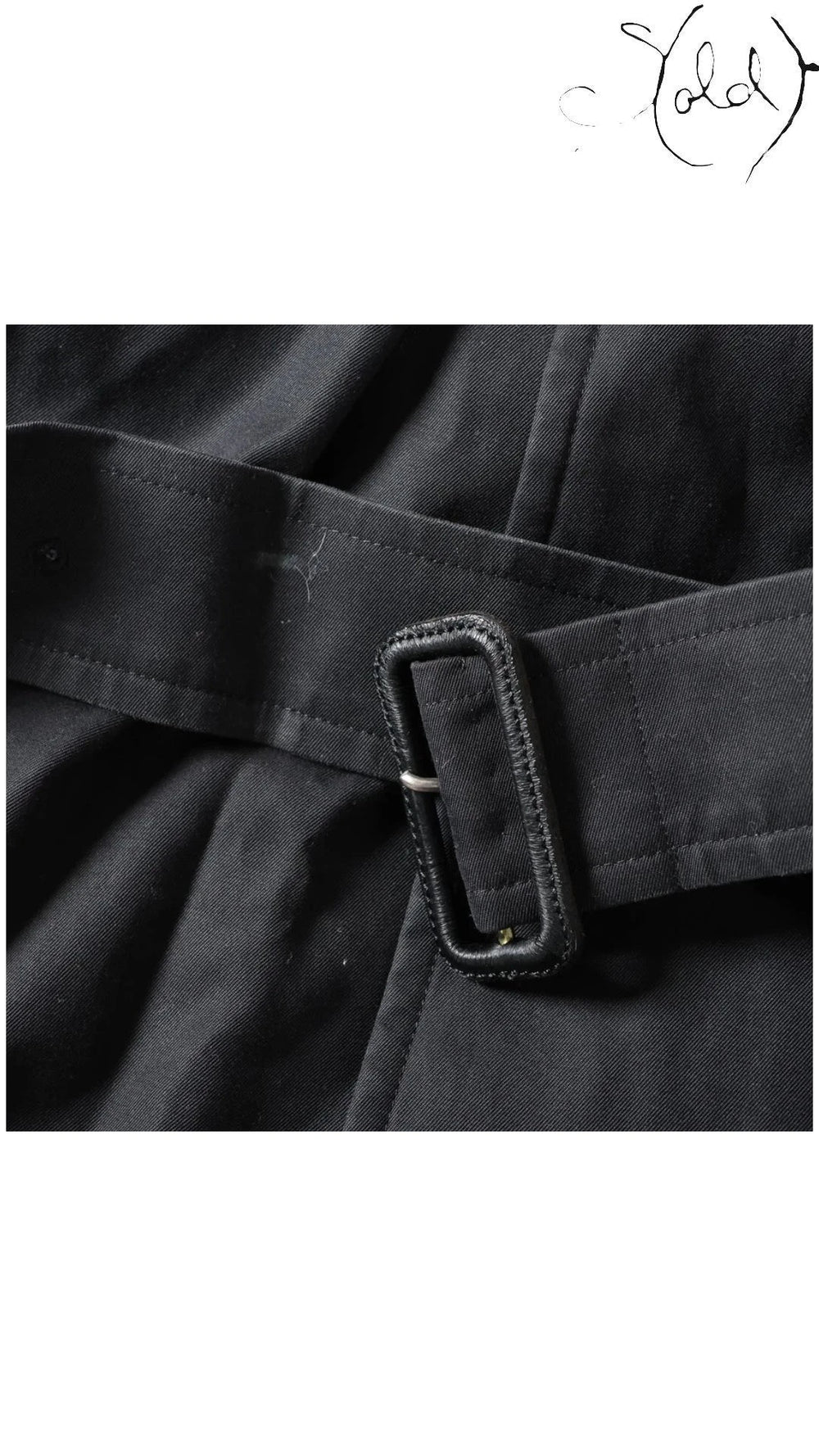 Burberrys Vintage Black Cotton Trench Coat 9AR, Strap detail | Sold Attire