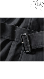 Burberrys Vintage Black Cotton Trench Coat 9AR, Strap detail | Sold Attire