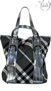 Burberry Victoria Tote – Silver Beat Check Nylon (New), Interior view | Sold Attire