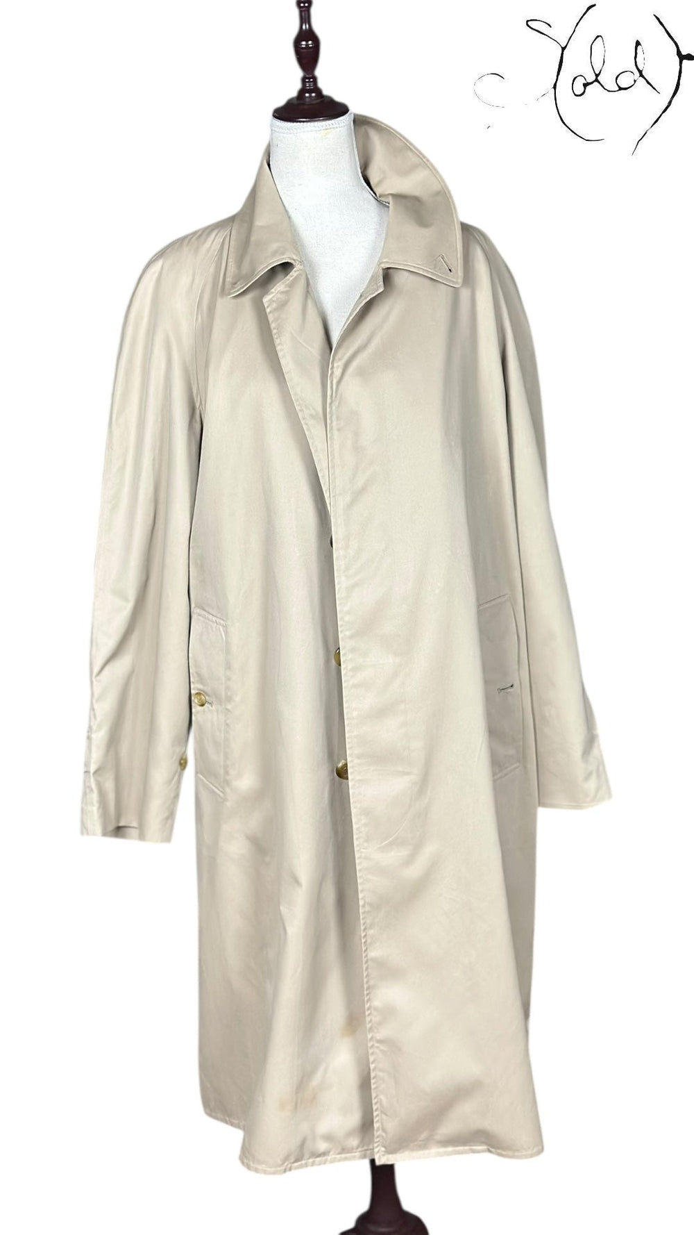 Burberrys Vintage Trench Coat Stone Beige 1990s Made in England, Detail view | Sold Attire