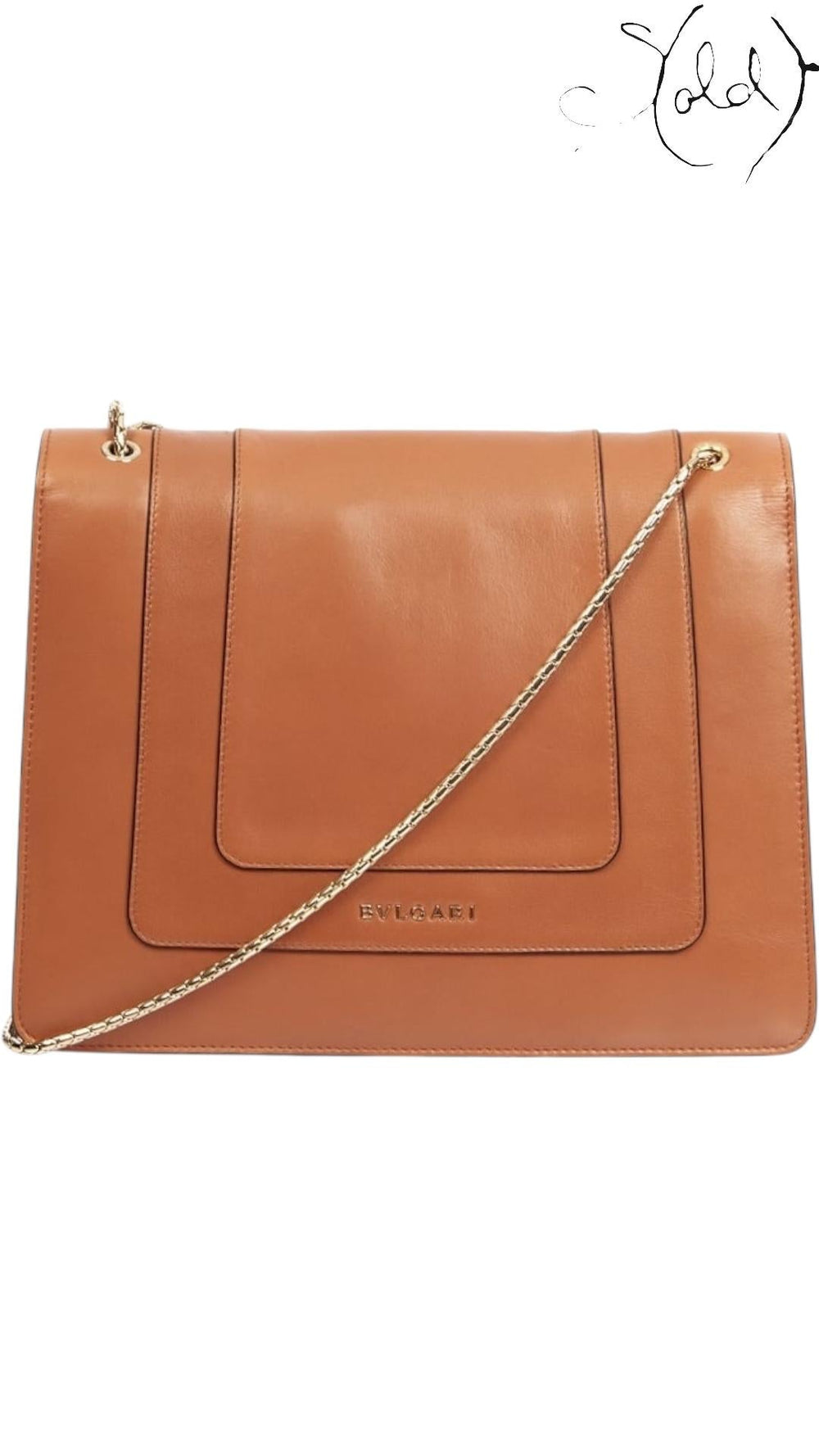 Bvlgari Brown Leather Serpenti Forever Large Crossbody Bag, Back view | Sold Attire