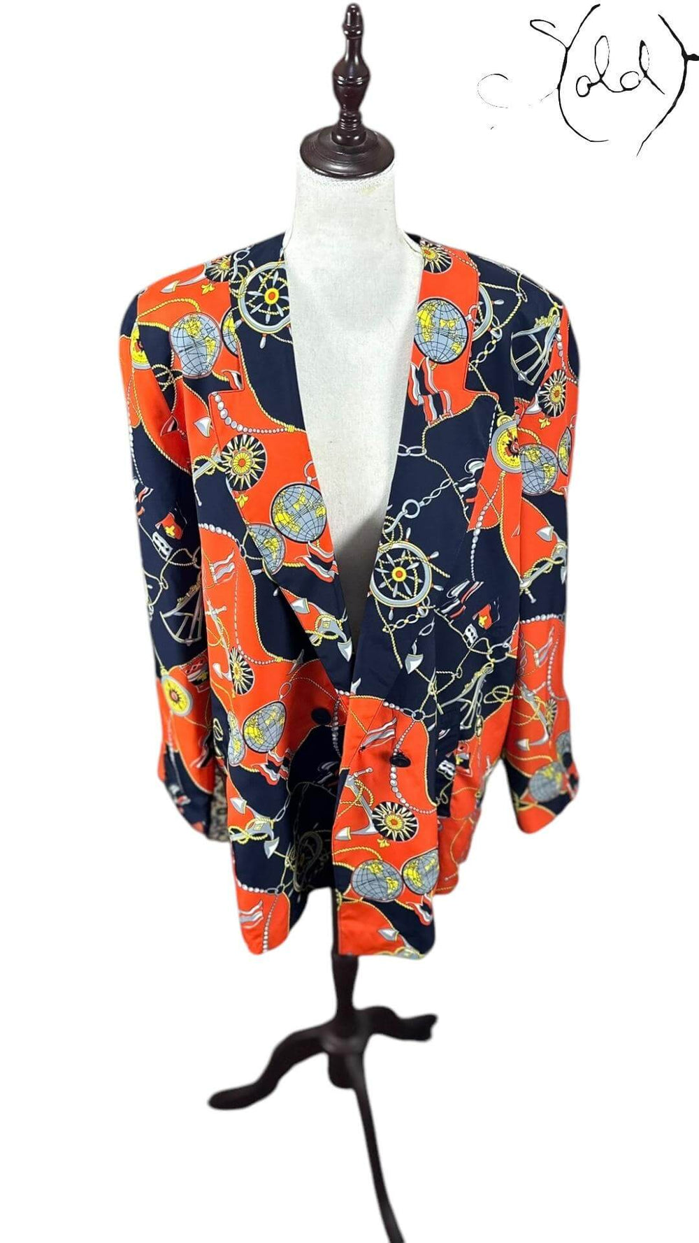 Cache D’Or Chain Blazer – Nautical Print Bold Cut, Interior view | Sold Attire