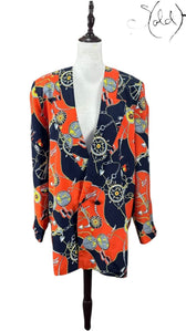 Cache D’Or Chain Blazer – Nautical Print Bold Cut, Authenticated Pre-Owned | Sold Attire