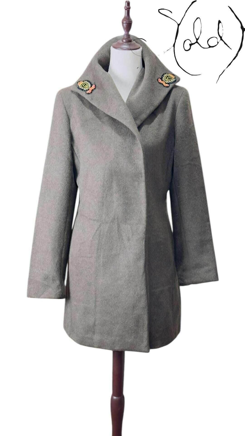 Calvin Klein Cashmere-Blend Coat – Embroidered Elegance, Back view | Sold Attire