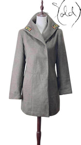Calvin Klein Cashmere-Blend Coat – Embroidered Elegance, Back view | Sold Attire