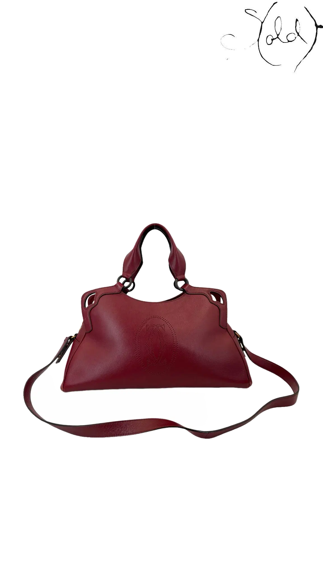 Cartier Marcello Burgundy Leather Handbag, reverse whole bag