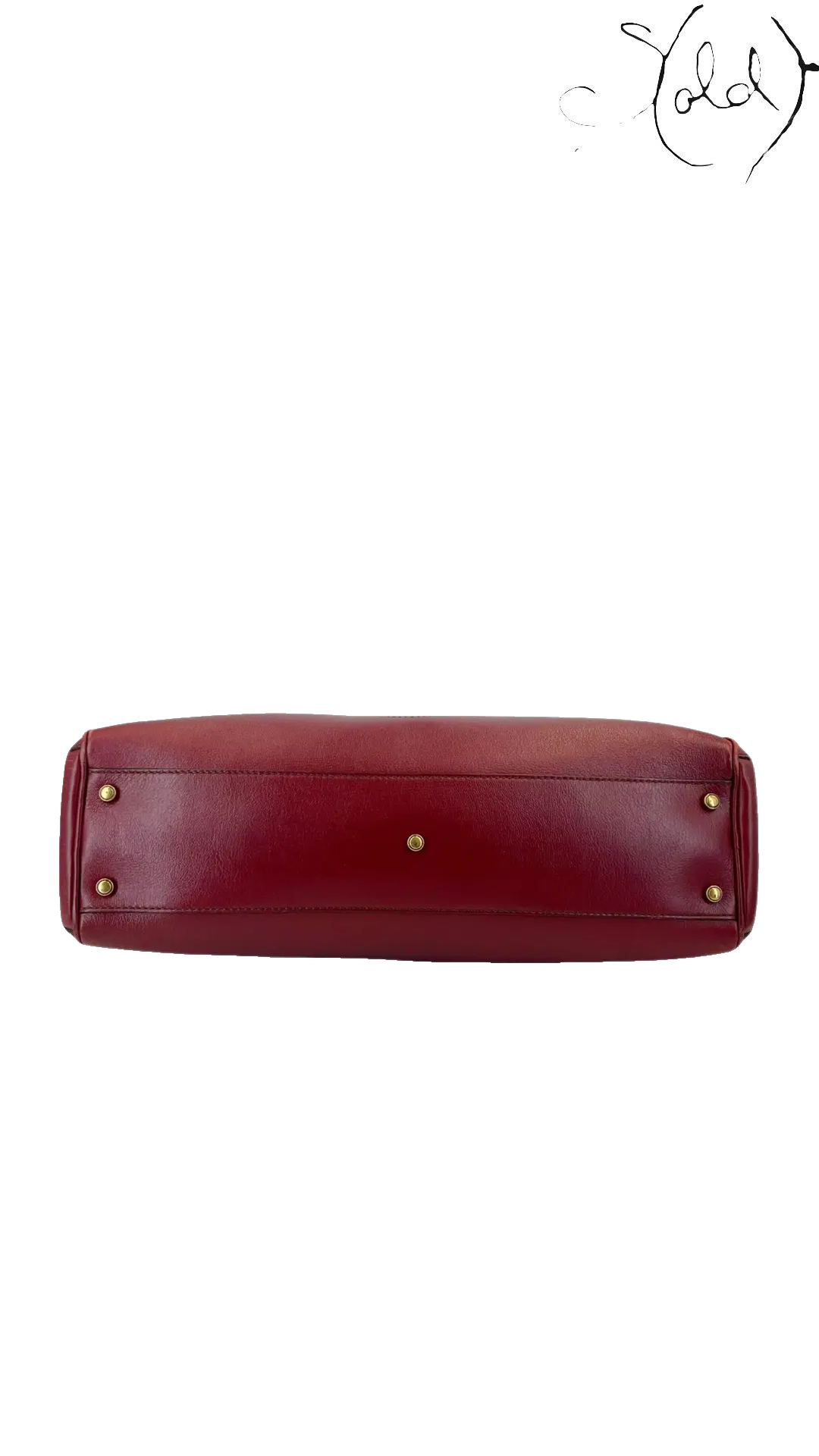 Cartier Marcello Burgundy Leather Handbag, base condition detail
