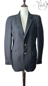 Cartier Pinstripe Wool Blazer – Vintage Quiet Luxury, Hardware detail | Sold Attire