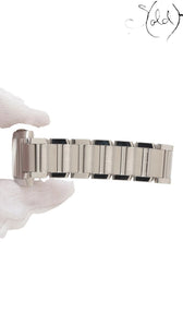 Sold Attire Cartier Tank Française small steel watch with pink mother of pearl dial and integrated bracelet.