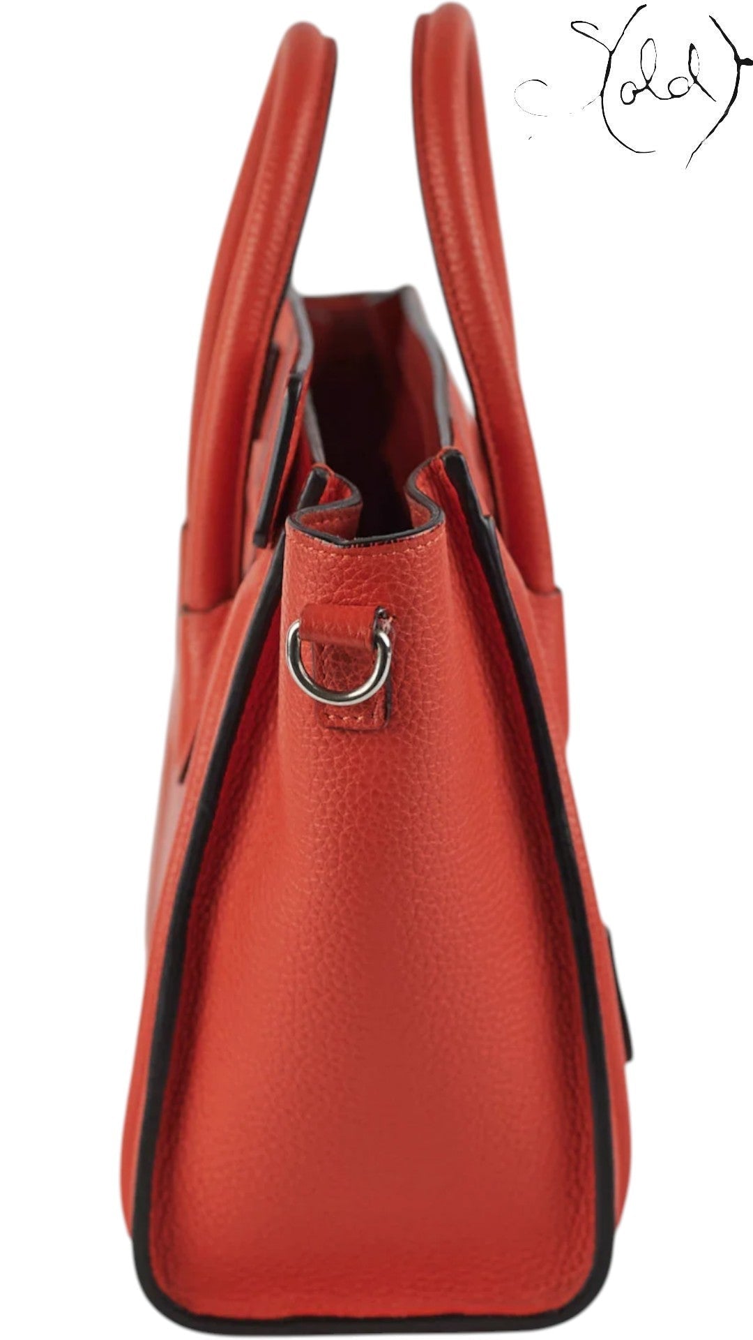 Céline Nano Luggage Bag Orange Smooth Calfskin 2010s, Side view | Sold Attire
