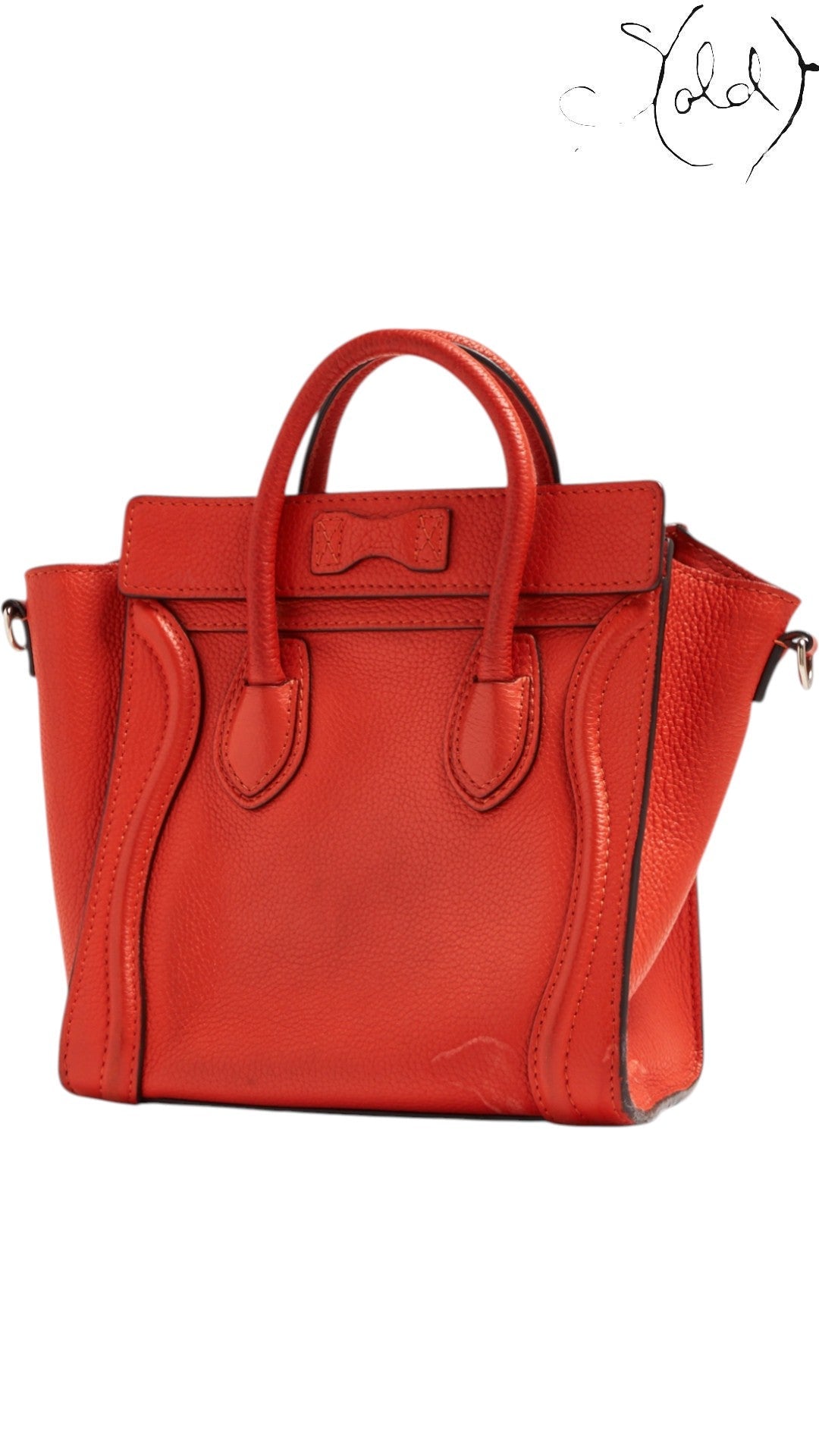 Céline Nano Luggage Bag Orange Smooth Calfskin 2010s, Interior view | Sold Attire