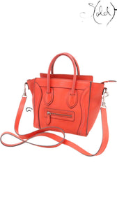 Céline Nano Luggage Bag Orange Smooth Calfskin 2010s, Back view | Sold Attire