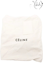 Sold Attire branded white cotton dust bag with black Celine logo for a luxury handbag storage