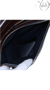 Sold Attire pre-owned Celine Luggage Mini Shopper interior featuring navy suede lining and gold-tone zip hardware.