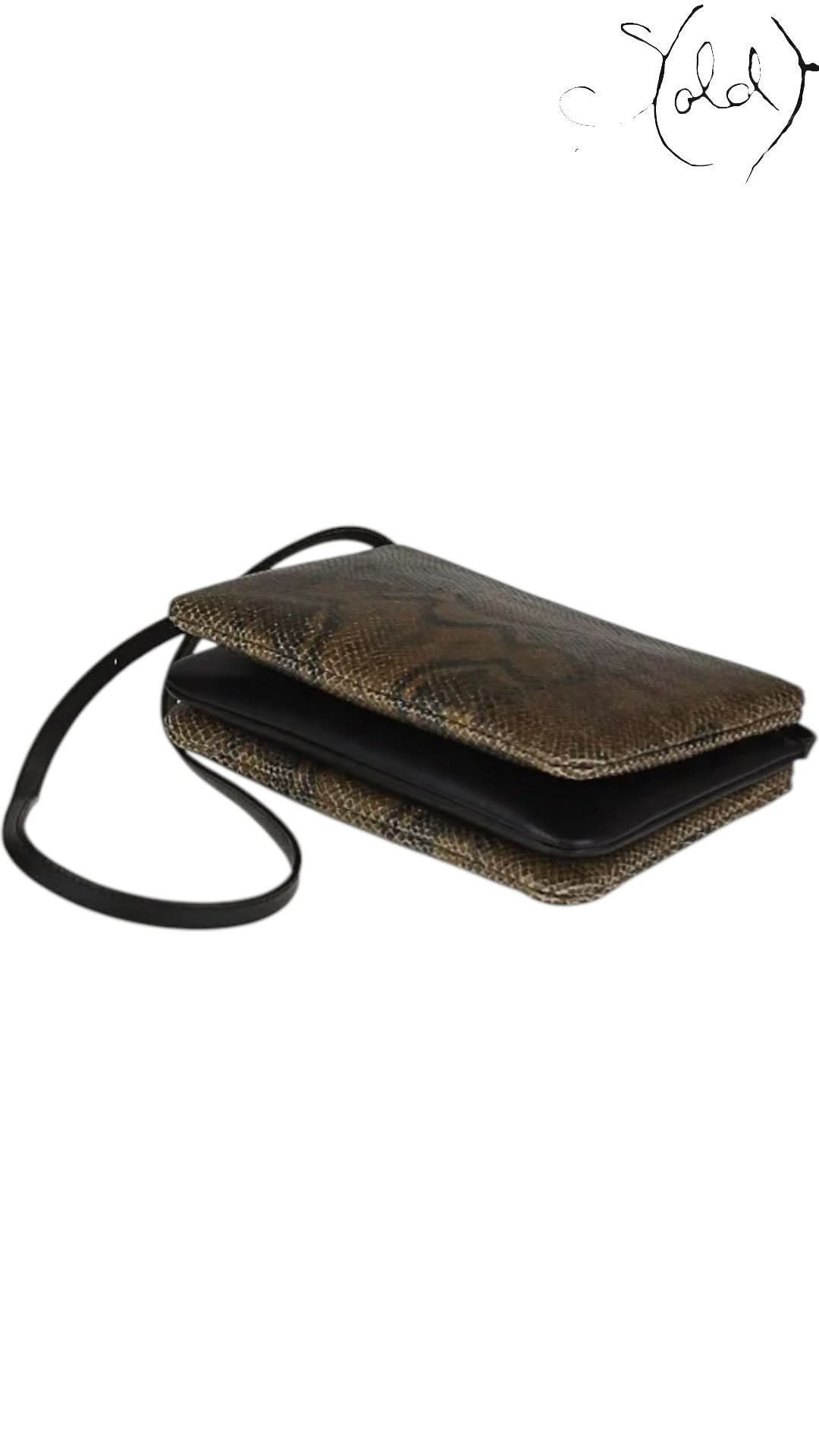 Celine Bags Celine Small Trio Python - Embossed Crossbody Bag Taupe Black Mint | Sold Attire