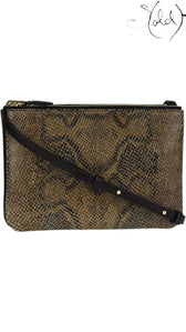 Celine Small Trio Python-Embossed Crossbody Bag Taupe Black Mint, Back view | Sold Attire
