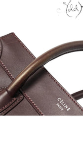 Céline Burgundy Leather Mini Luggage Tote, Detail view | Sold Attire