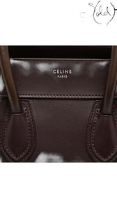 Céline Burgundy Leather Mini Luggage Tote, Hardware detail | Sold Attire
