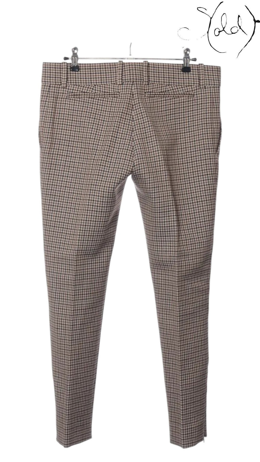 Celine Phoebe Philo Era Houndstooth Wool Tailored Pants Size 36 Late 2010s, Back view | Sold Attire