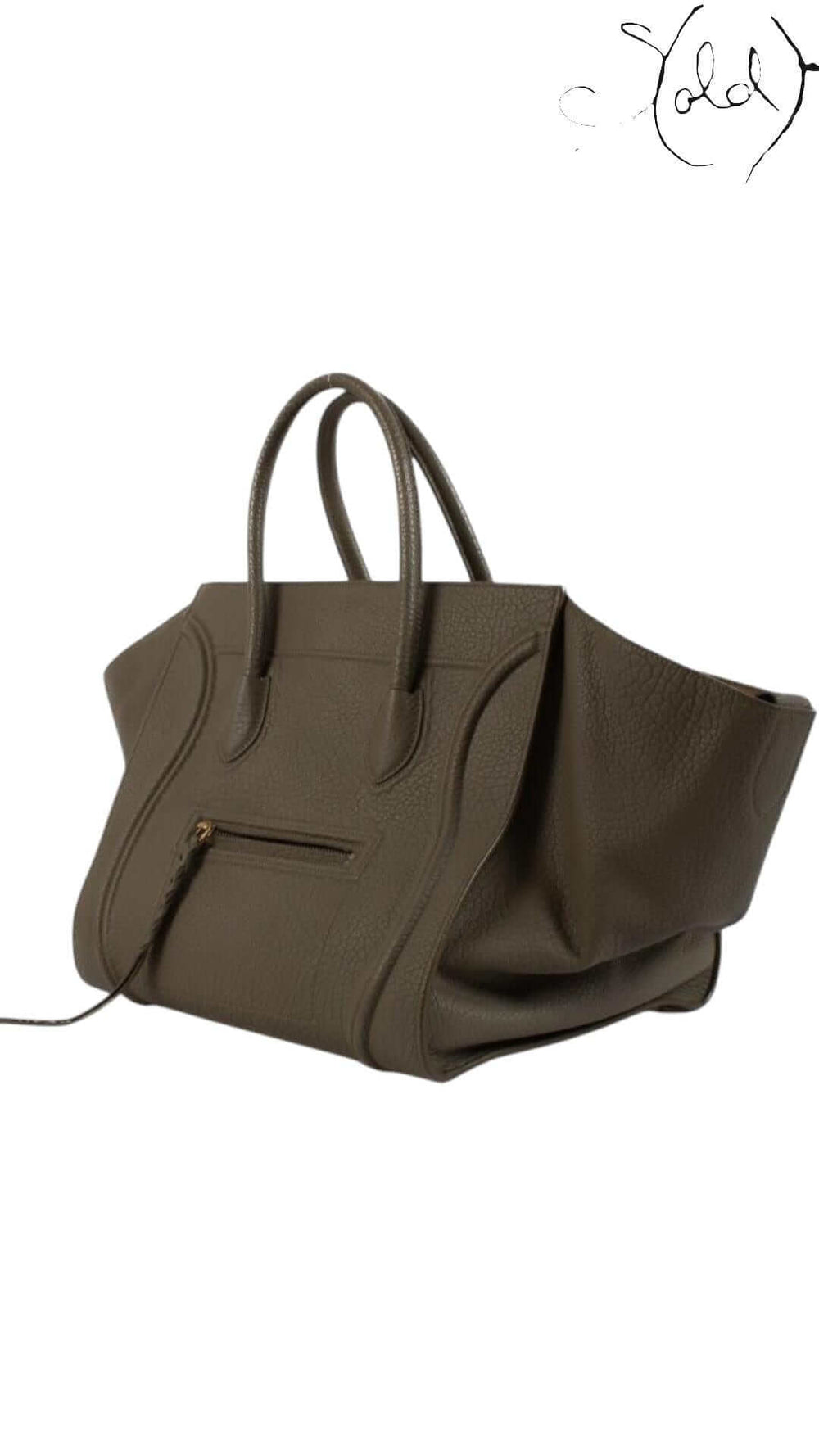 CELINE Phantom Medium Luggage – Taupe Calfskin Drape, Back view | Sold Attire