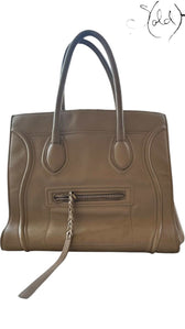 CELINE Phantom Medium Luggage – Taupe Calfskin Drape, Detail view | Sold Attire