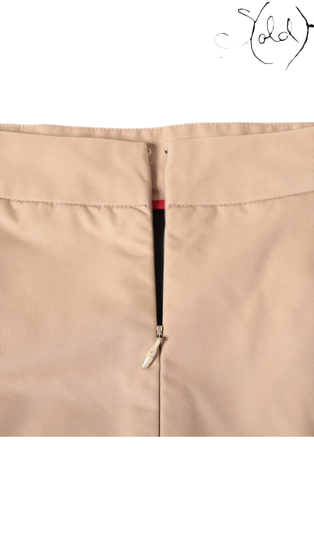 Celine Phoebe Philo Era Cotton Skirt Size 40 Beige, Interior view | Sold Attire