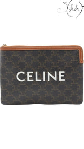 Céline Triomphe Canvas Medium Flat Pouch, Authenticated Pre-Owned | Sold Attire