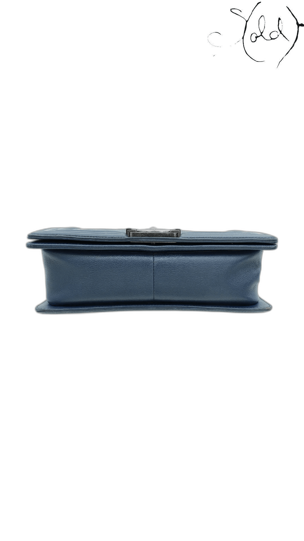 Chanel Boy Medium navy leather flap bag - view 3