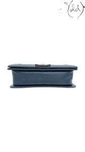 Chanel Boy Medium navy leather flap bag - view 3