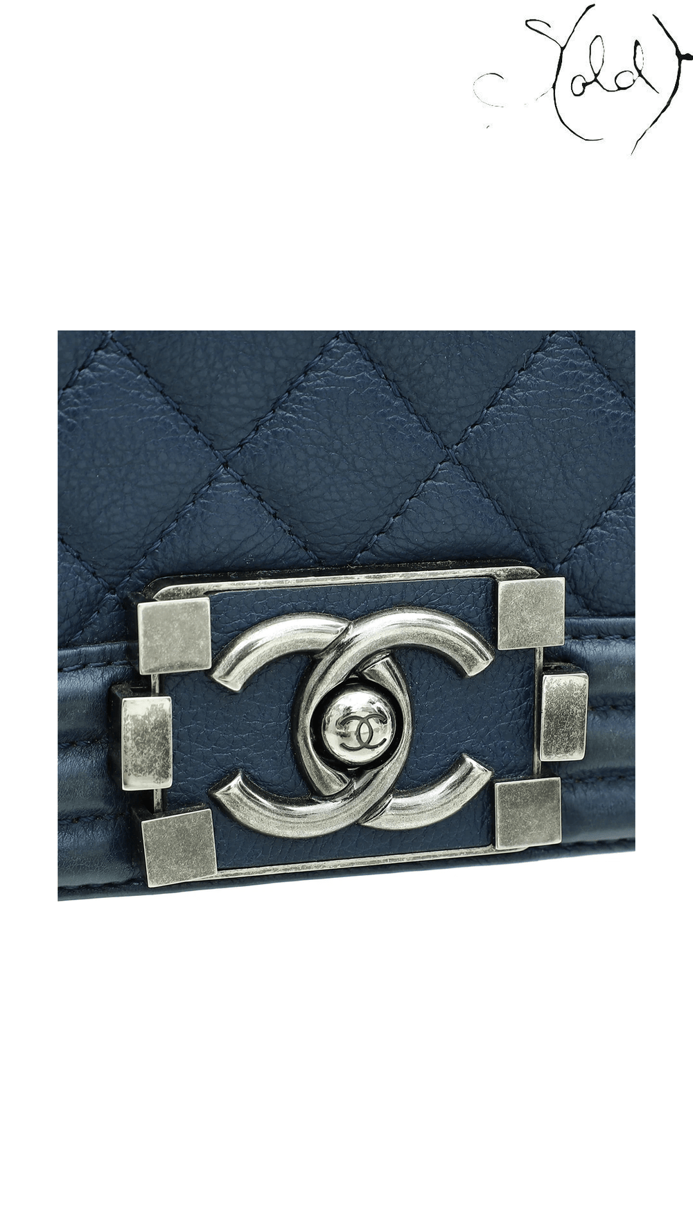 Chanel Boy Medium navy leather flap bag - view 10